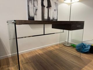 Scrivania moderna legno e vetro