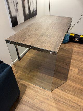 Scrivania moderna legno e vetro