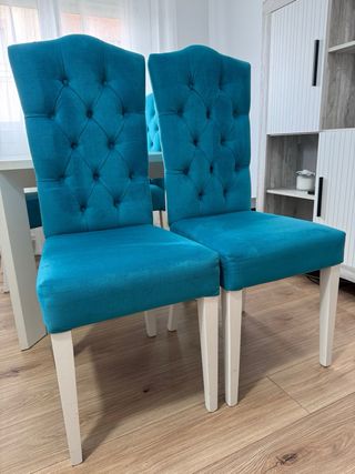 Sillas de diseño capitoné color teal