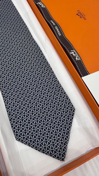 Cravatta Hermès Blu e Bianco