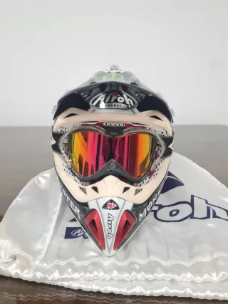 Casco Airoh Motocross Gafas Rojas