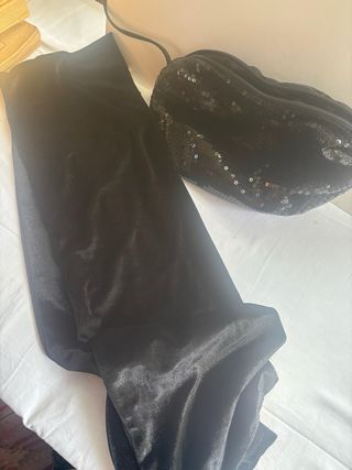 Borsetta paillettes e sciarpa velluto