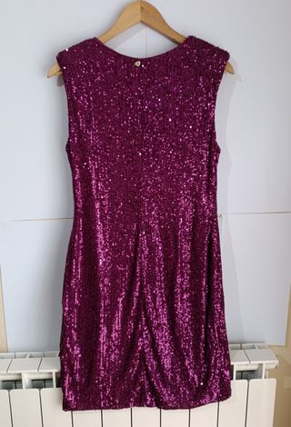 Elegante vestido buganvilla lentejuelas XL