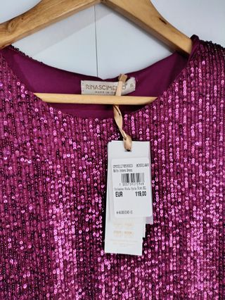 Elegante vestido buganvilla lentejuelas XL