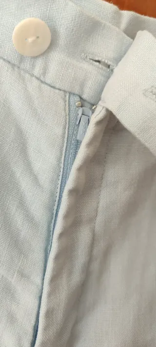 Calças Part Two linho azul tam 38