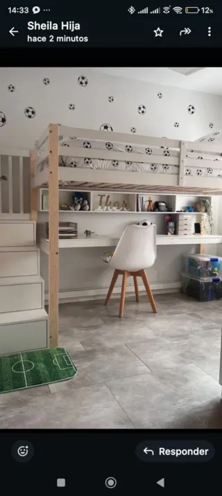 Cama nido infantil blanca con escritorio