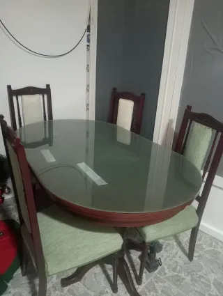 Comedor madera 6 sillas cristal