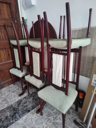 Comedor madera 6 sillas cristal