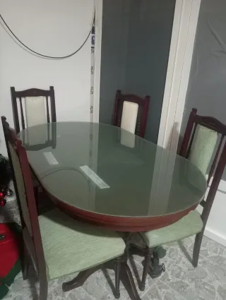 Comedor madera 6 sillas cristal