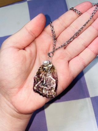 Collar Acero Inoxidable Concha Natural Morada