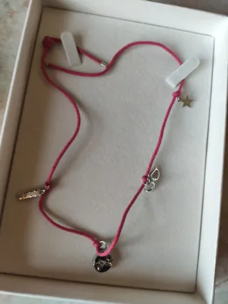 Collana Dior con fiocco oro e cordino rosa