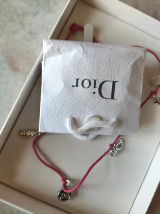 Collana Dior con fiocco oro e cordino rosa