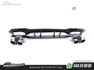 DIFUSOR TRASERO TIPO AMG CON COLAS ESCAPE DOBLES CROMADAS