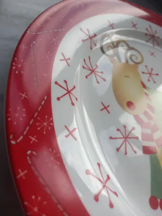 Piatto Natale Ceramica Renna Fiocchi Neve