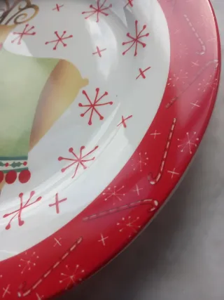 Piatto Natale Ceramica Renna Fiocchi Neve