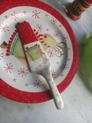 Piatto Natale Ceramica Renna Fiocchi Neve