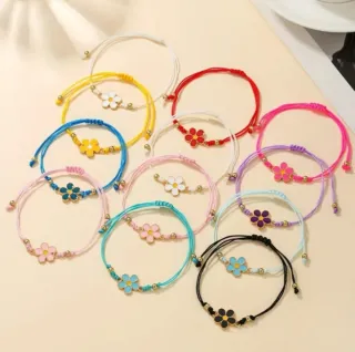 12 Pulseras Florales de Colores