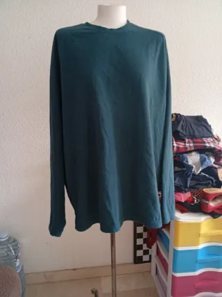 Camiseta manga larga verde azulado