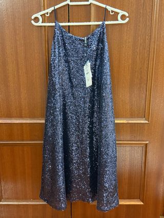 Vestido lentejuelas azul plateado