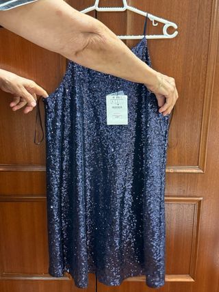 Vestido lentejuelas azul plateado