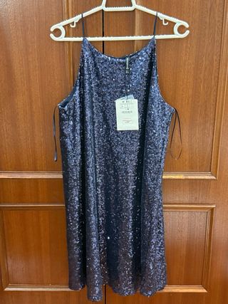 Vestido lentejuelas azul plateado