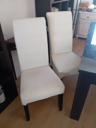 2 Sillas Comedor Polipiel Blancas