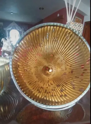 Set 2 Portacandele Vetro Dorato