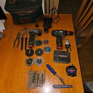 Taladro y radial Parkside con 3 baterias, cargador