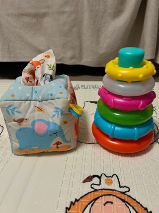 Juego infantil educativo pañuelos y puzzle aros