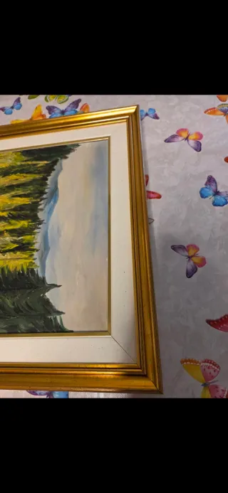 Quadro paesaggio montagna lago