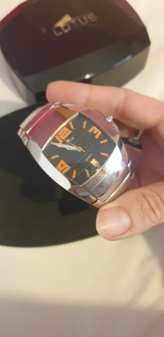 Reloj Lotus Hombre Negro Naranja Plata
