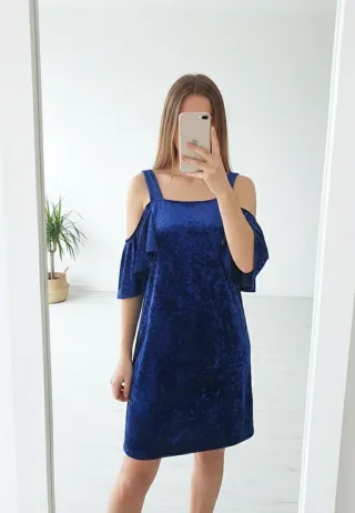 Vestido Mango azul tirantes volante