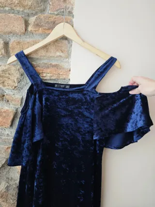 Vestido Mango azul tirantes volante