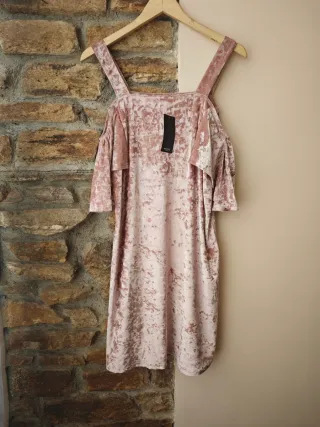 Vestido Terciopelo Rosa Mango