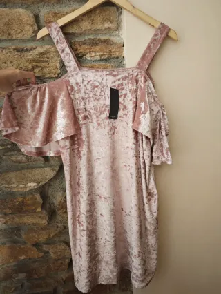 Vestido Terciopelo Rosa Mango