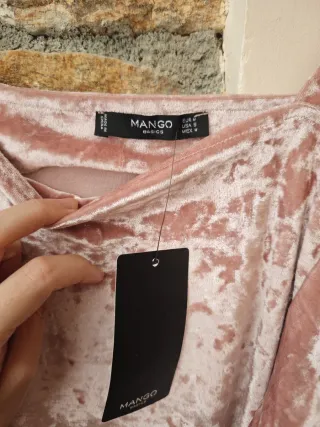 Vestido Terciopelo Rosa Mango