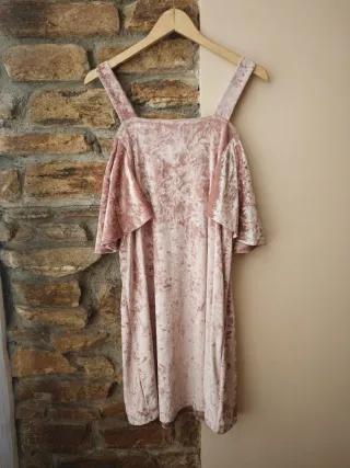 Vestido Terciopelo Rosa Mango