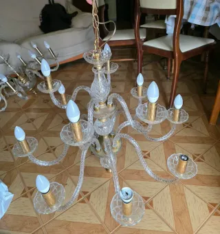 2 Lámparas de Cristal Doradas