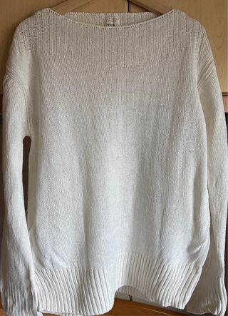 Jersey Zara cuello barco algodón blanco