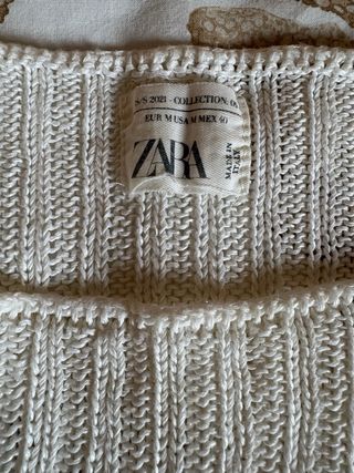 Jersey Zara cuello barco algodón blanco