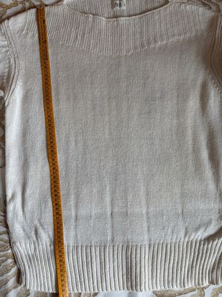 Jersey Zara cuello barco algodón blanco
