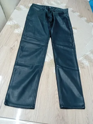Pantaloni Uomo Zara Pelle Neri