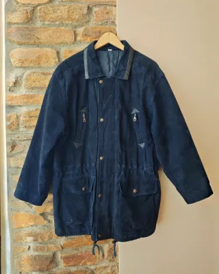Abrigo azul Cuero vintage