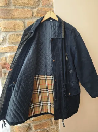 Abrigo azul Cuero vintage