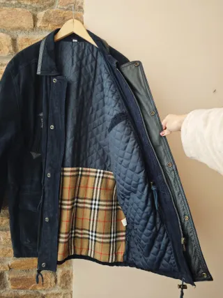 Abrigo azul Cuero vintage