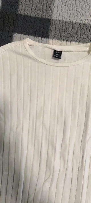 Camiseta blanca manga larga acanalada