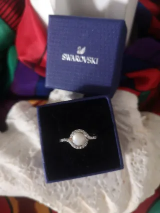 Anillo Plata Swarovski Perla y Circonitas