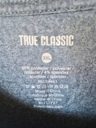 True Classic Camiseta Gris Talla 3XL