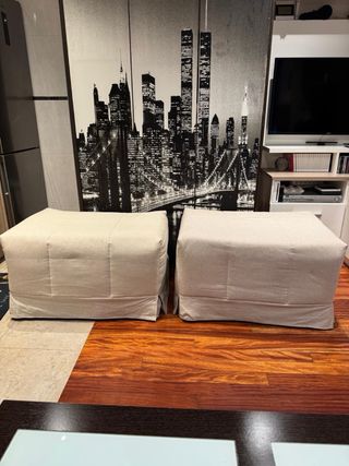 2 puffs extensibles en cama Flex beige