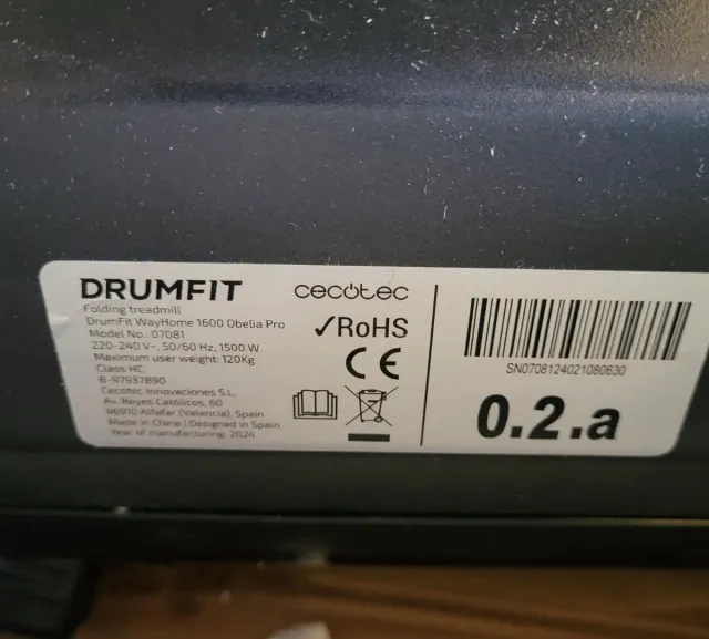 Cinta de Correr DrumFit WayHome 1600 Obelia